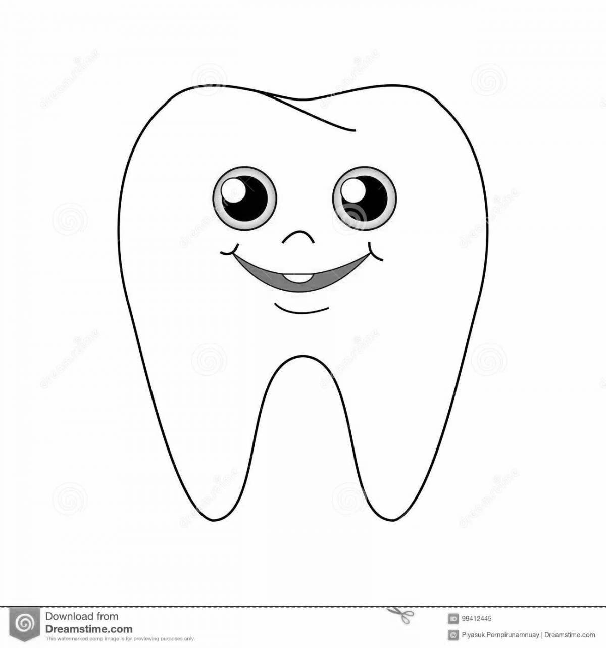 Frustrated sad tooth coloring page
