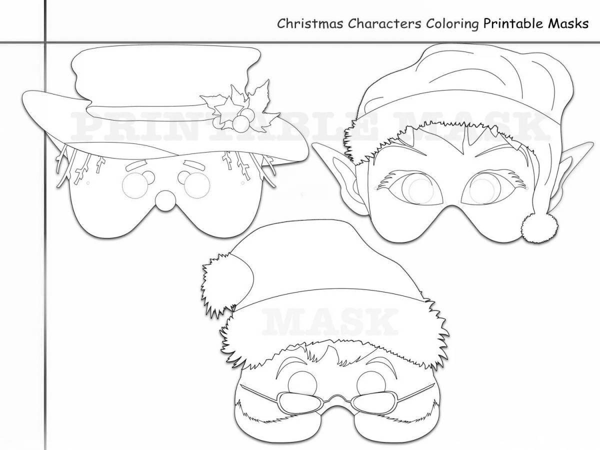 Colourful snowman mask coloring page