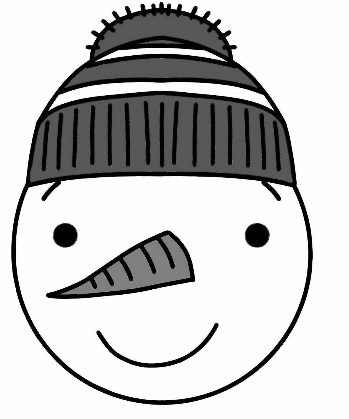 Playful snowman mask coloring page