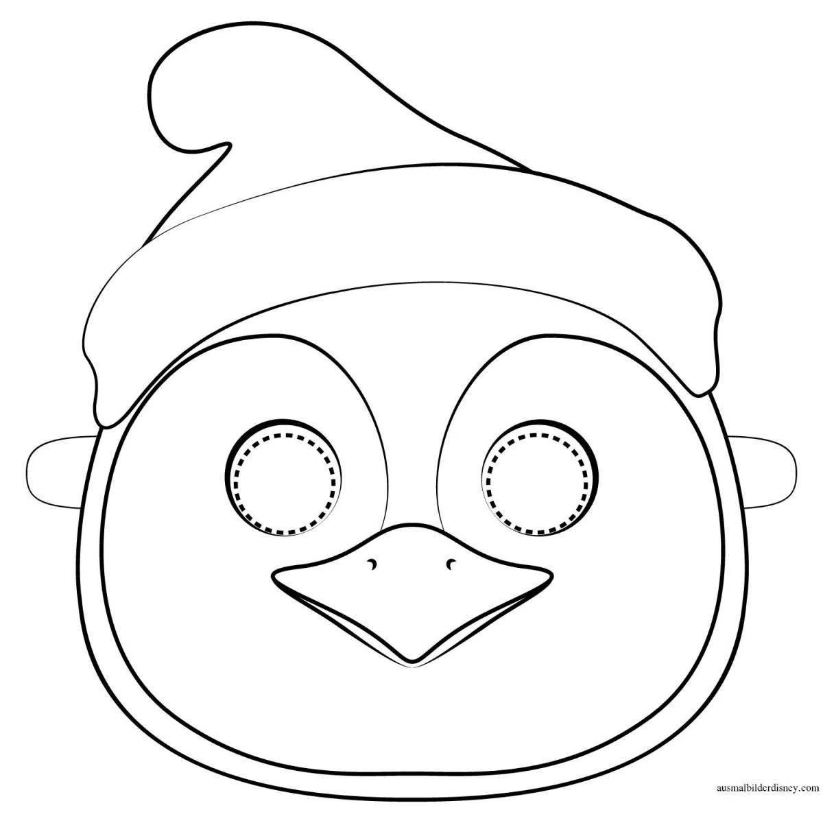 Glittering snowman mask coloring page