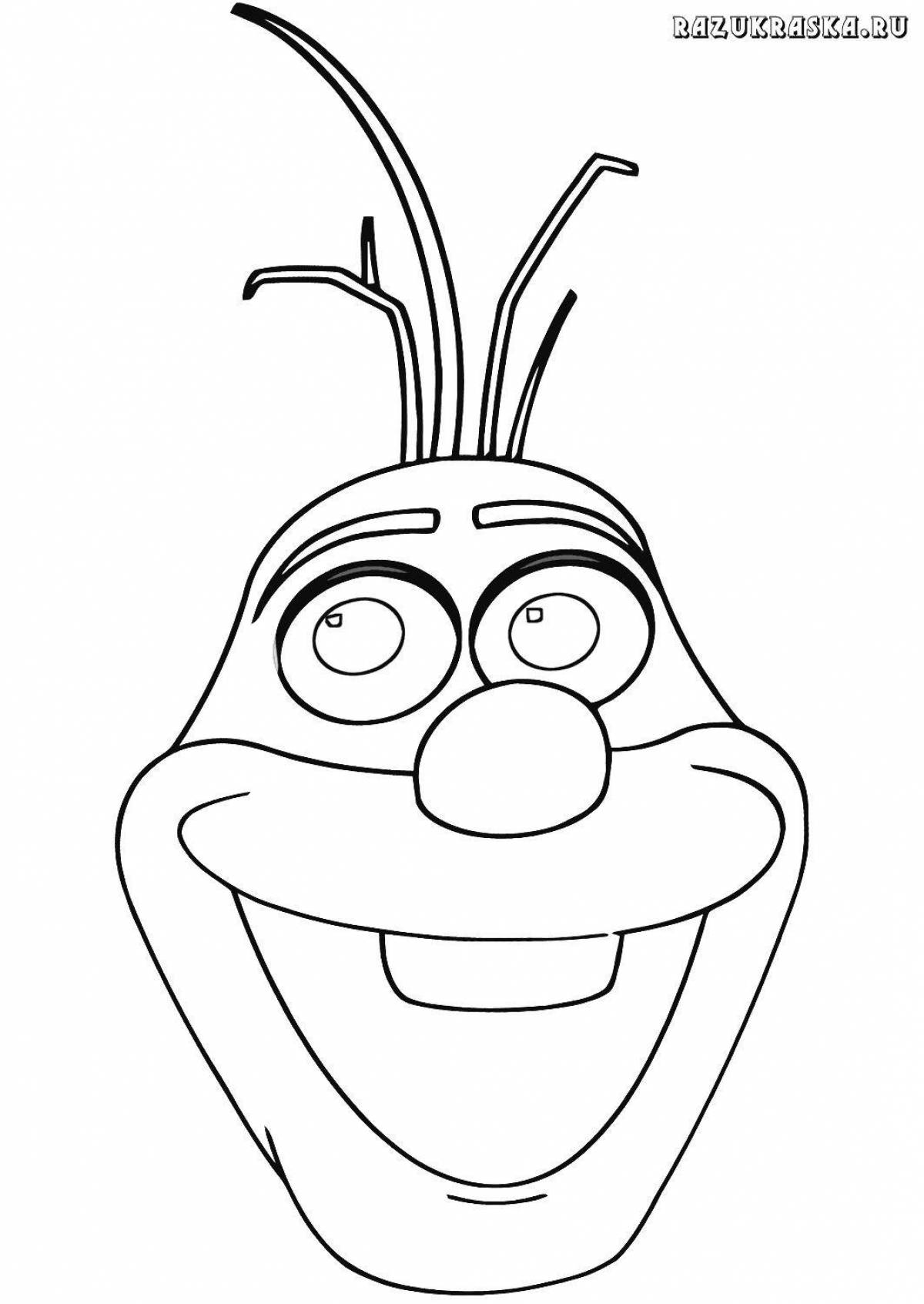 Fancy snowman mask coloring page