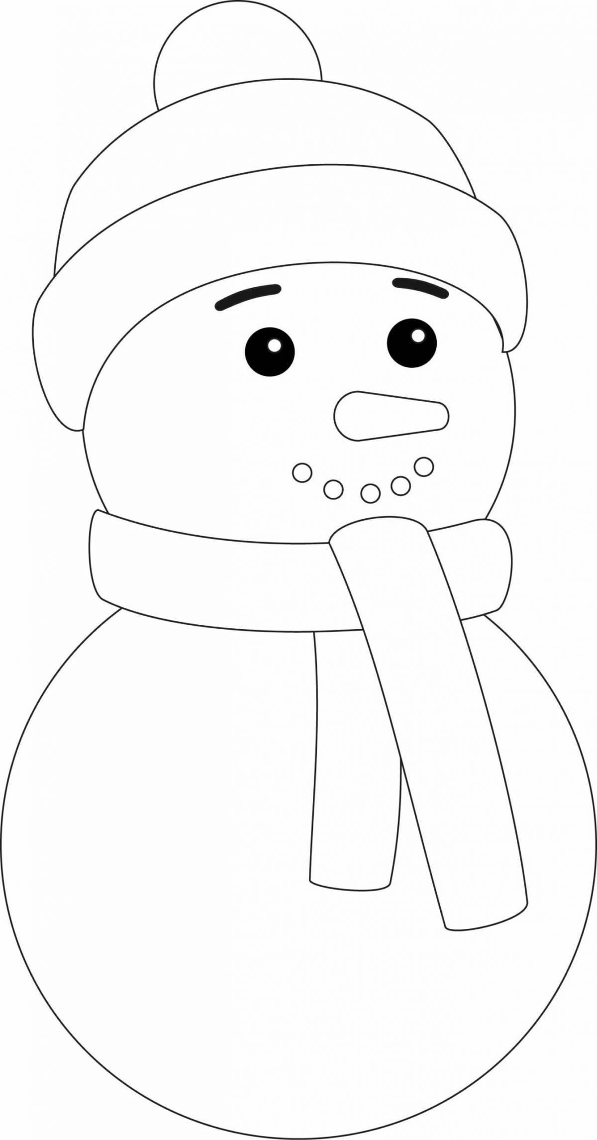 Adorable snowman mask coloring page