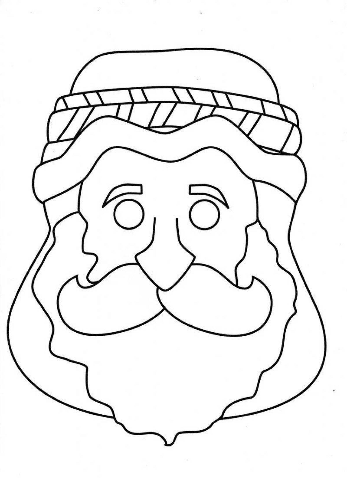 Coloring page funny snowman mask