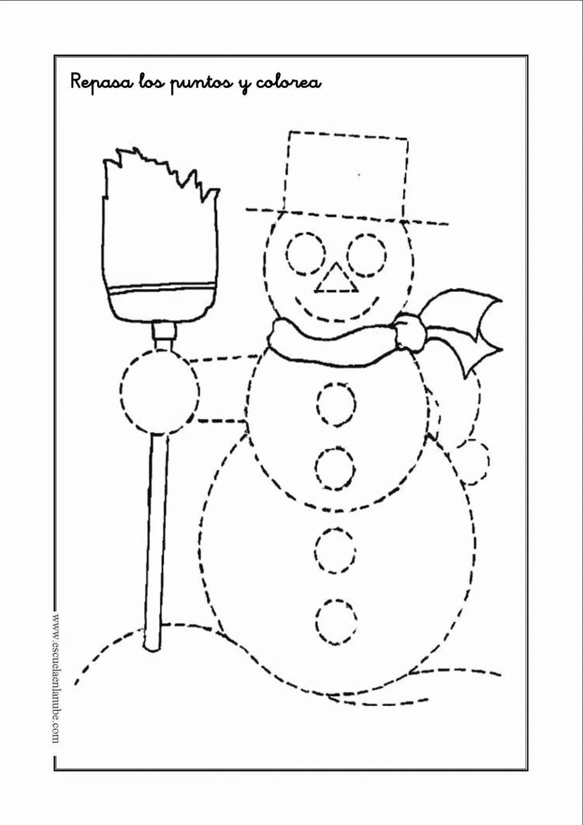 Snowman mask coloring page with rich colors