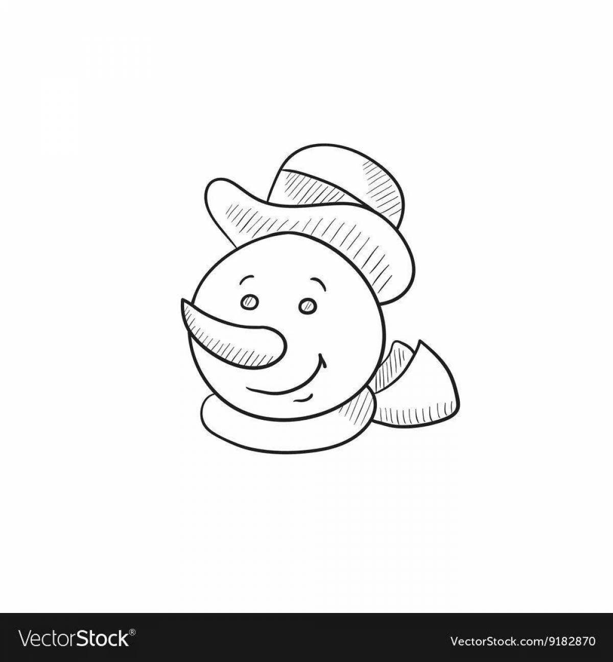 Color-frenzy mask snowman coloring page