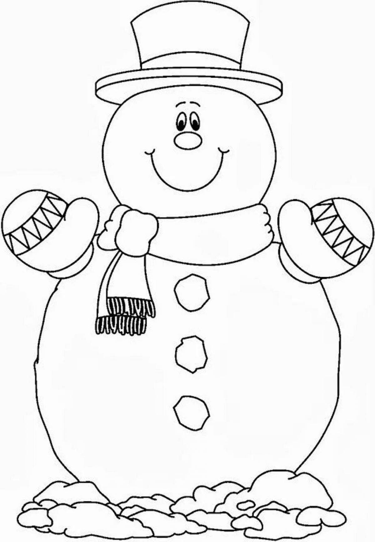 Coloring page snowman mask in bright colors
