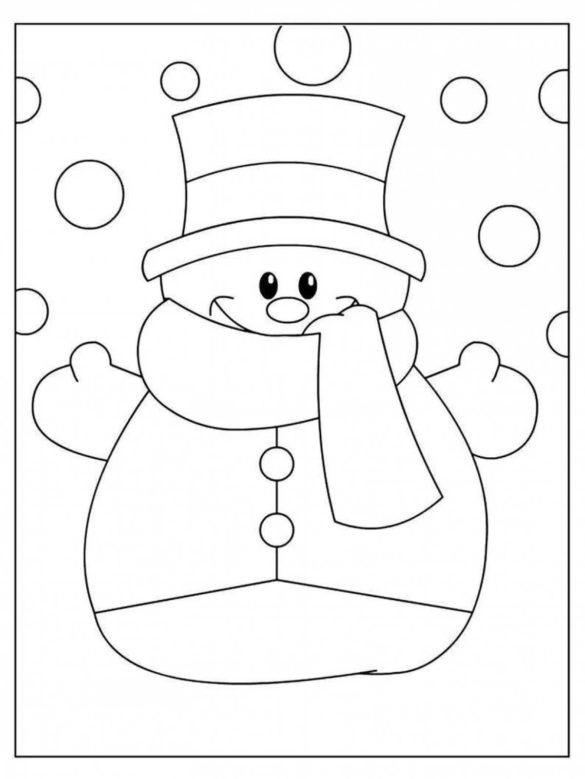 Coloring snowman mask with fluffy coloring