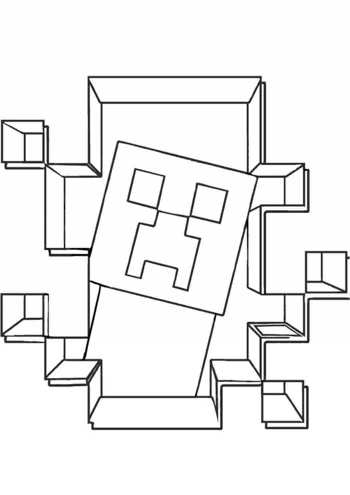 Adorable minecraft cake coloring page