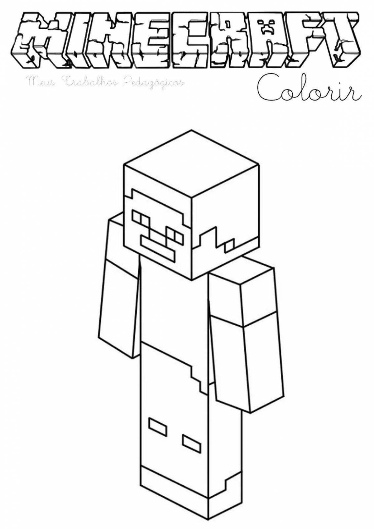 Live minecraft cake coloring page