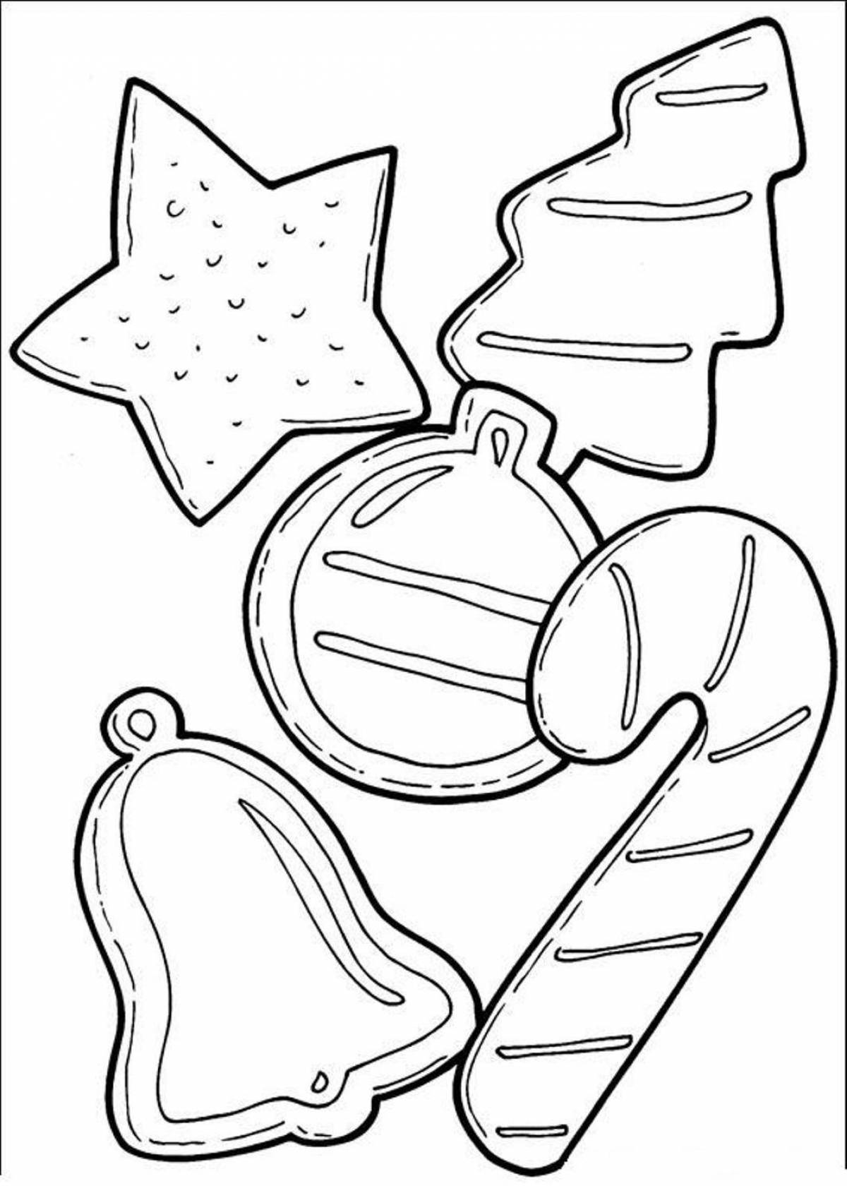Coloring page decorated Christmas cookies