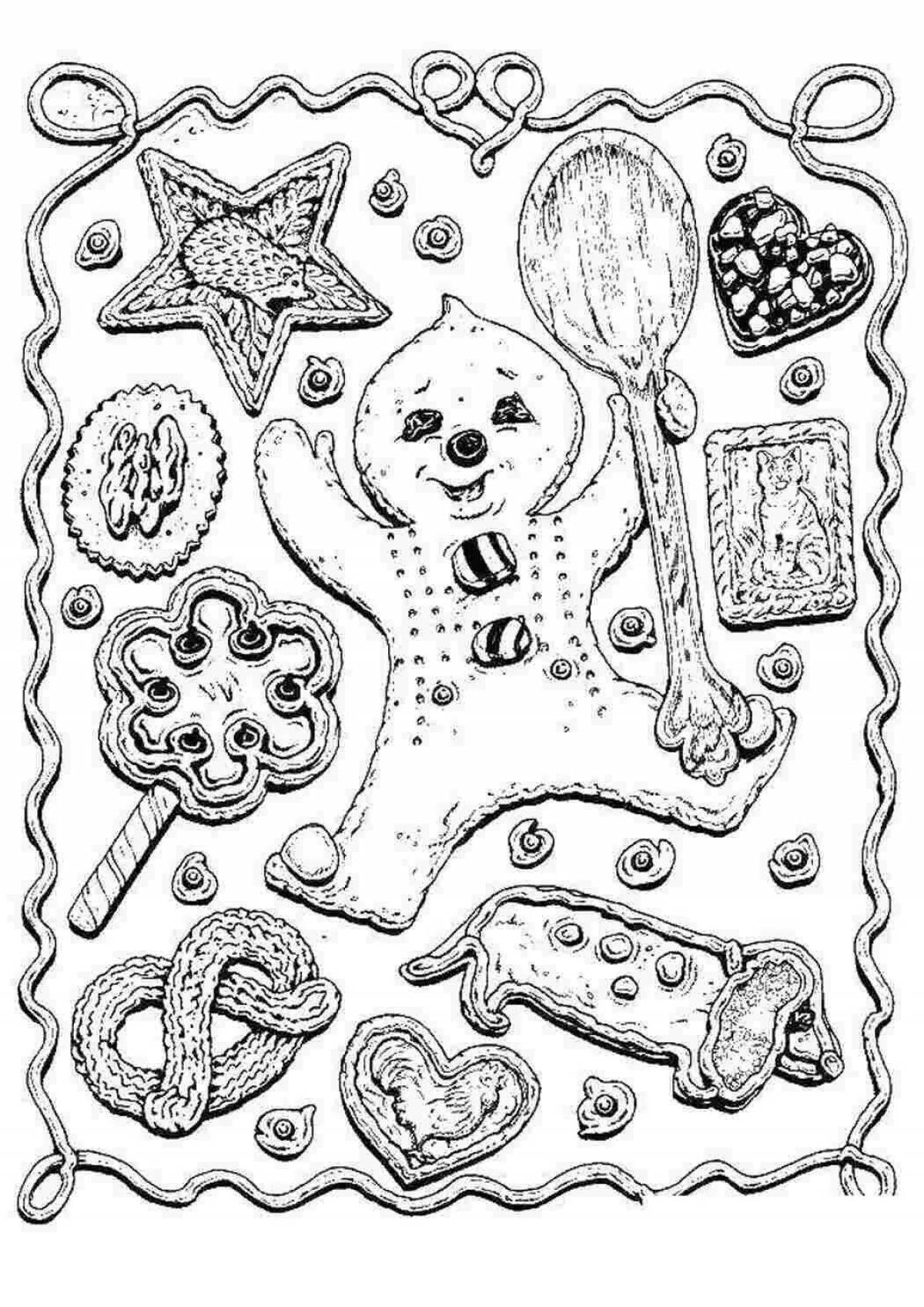 Coloring page inviting Christmas cookies