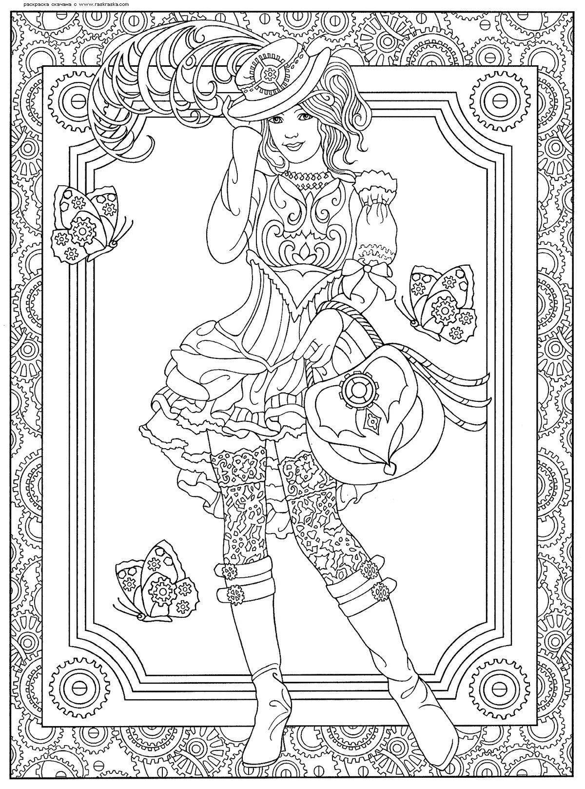 Fascinating steampunk coloring book