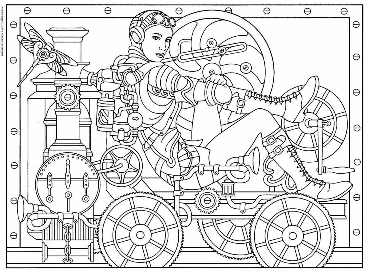 Изысканная раскраска в стиле стимпанк