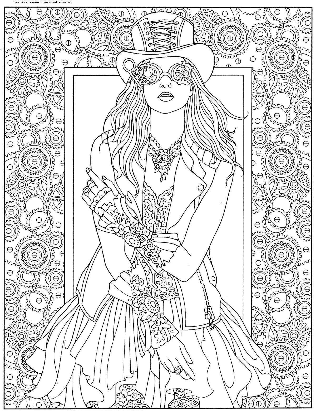 Peaceful steampunk coloring book