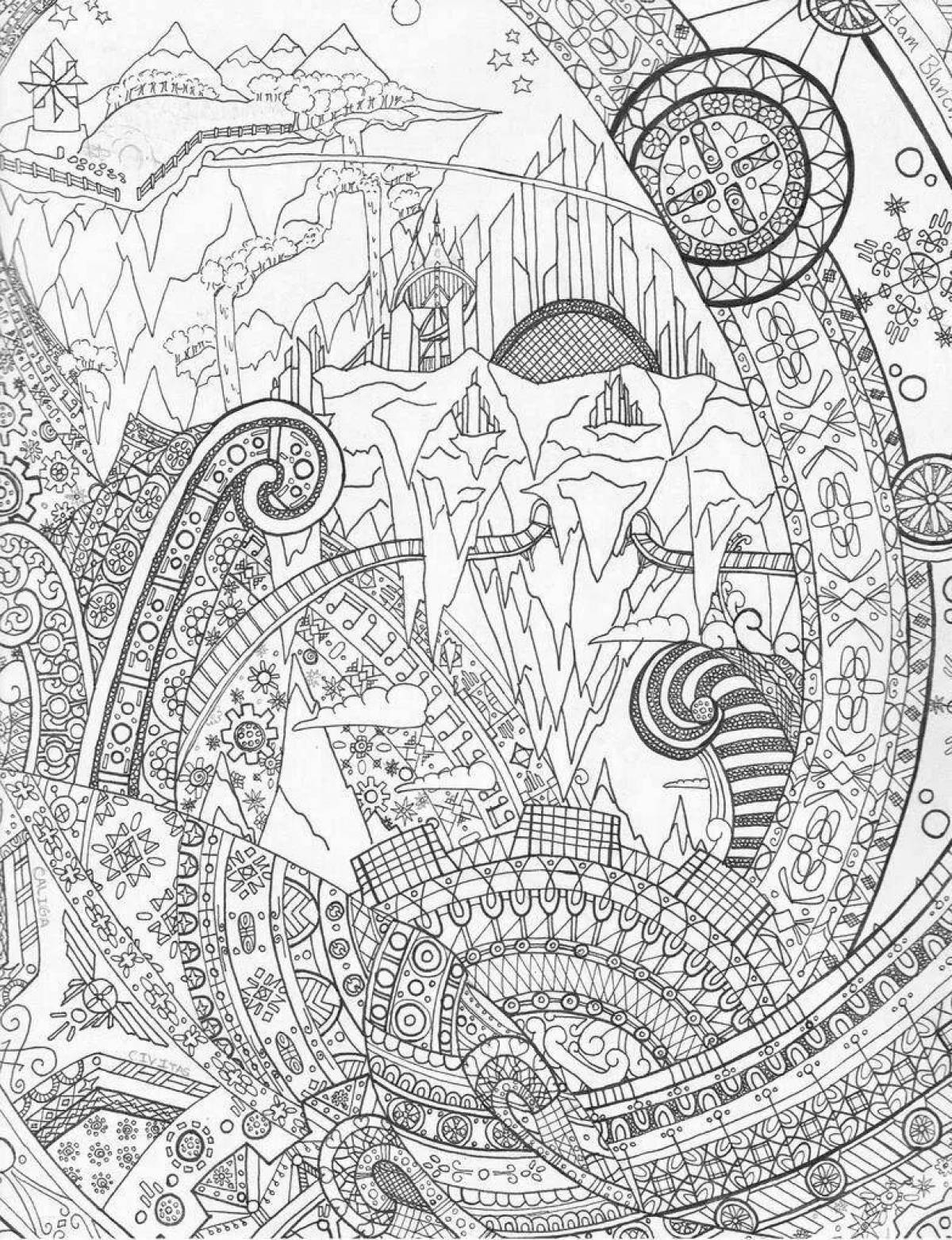 Playful steampunk coloring page