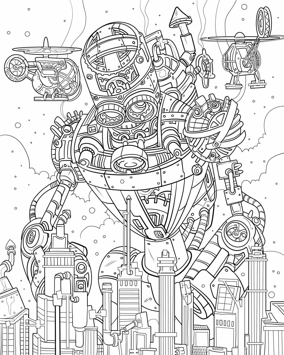 Steampunk live coloring book
