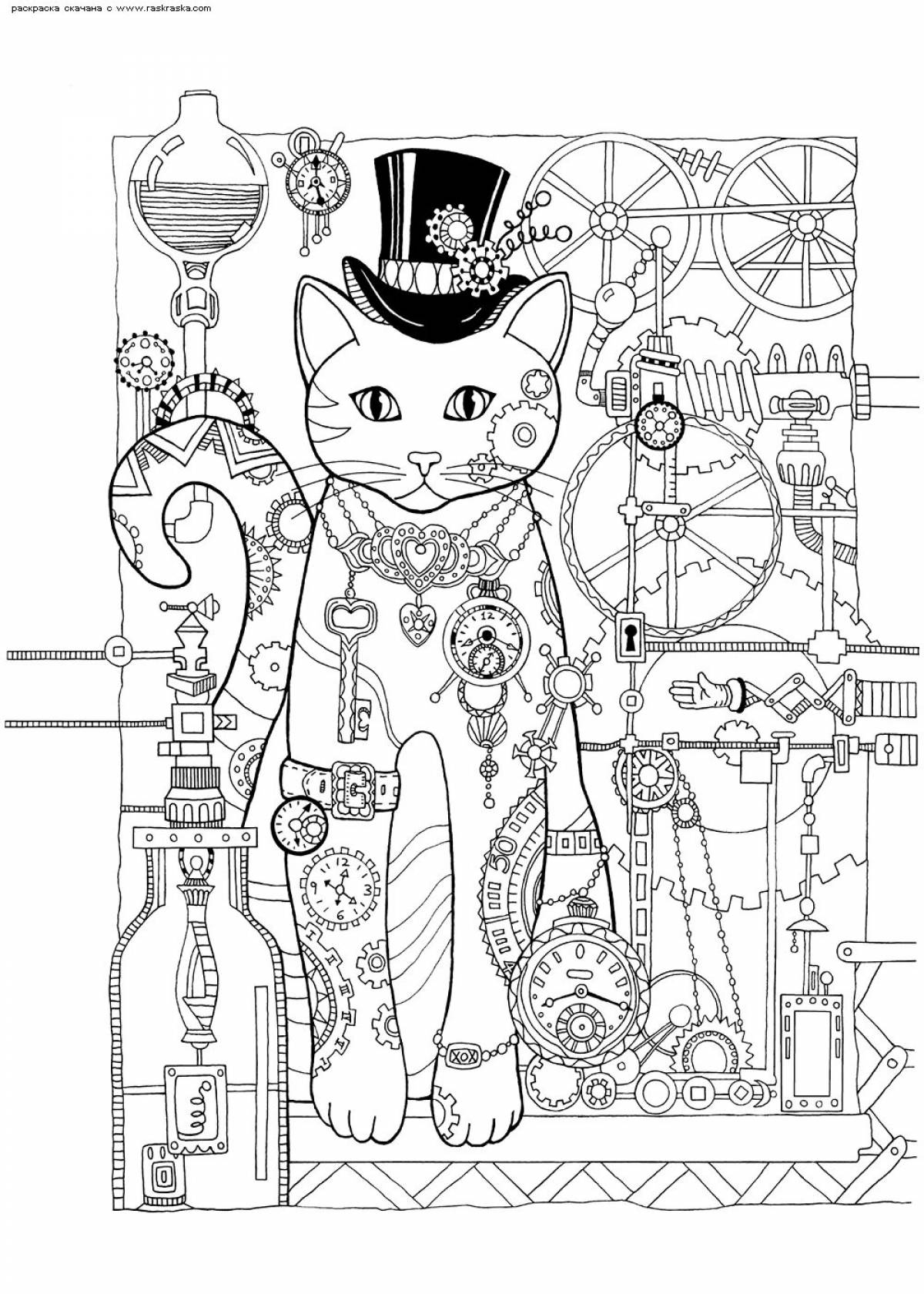 Funny steampunk coloring book