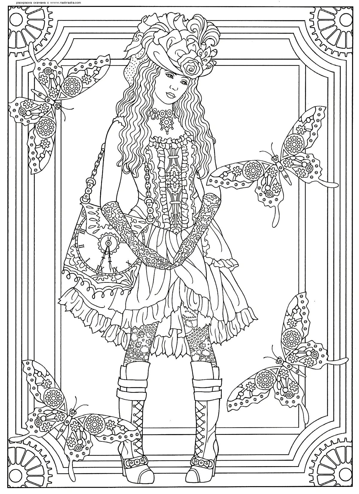 Steampunk captive coloring page