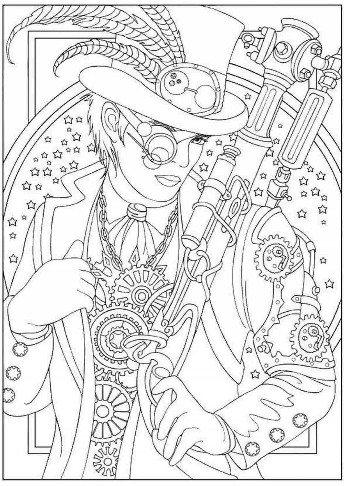 Inviting steampunk coloring book
