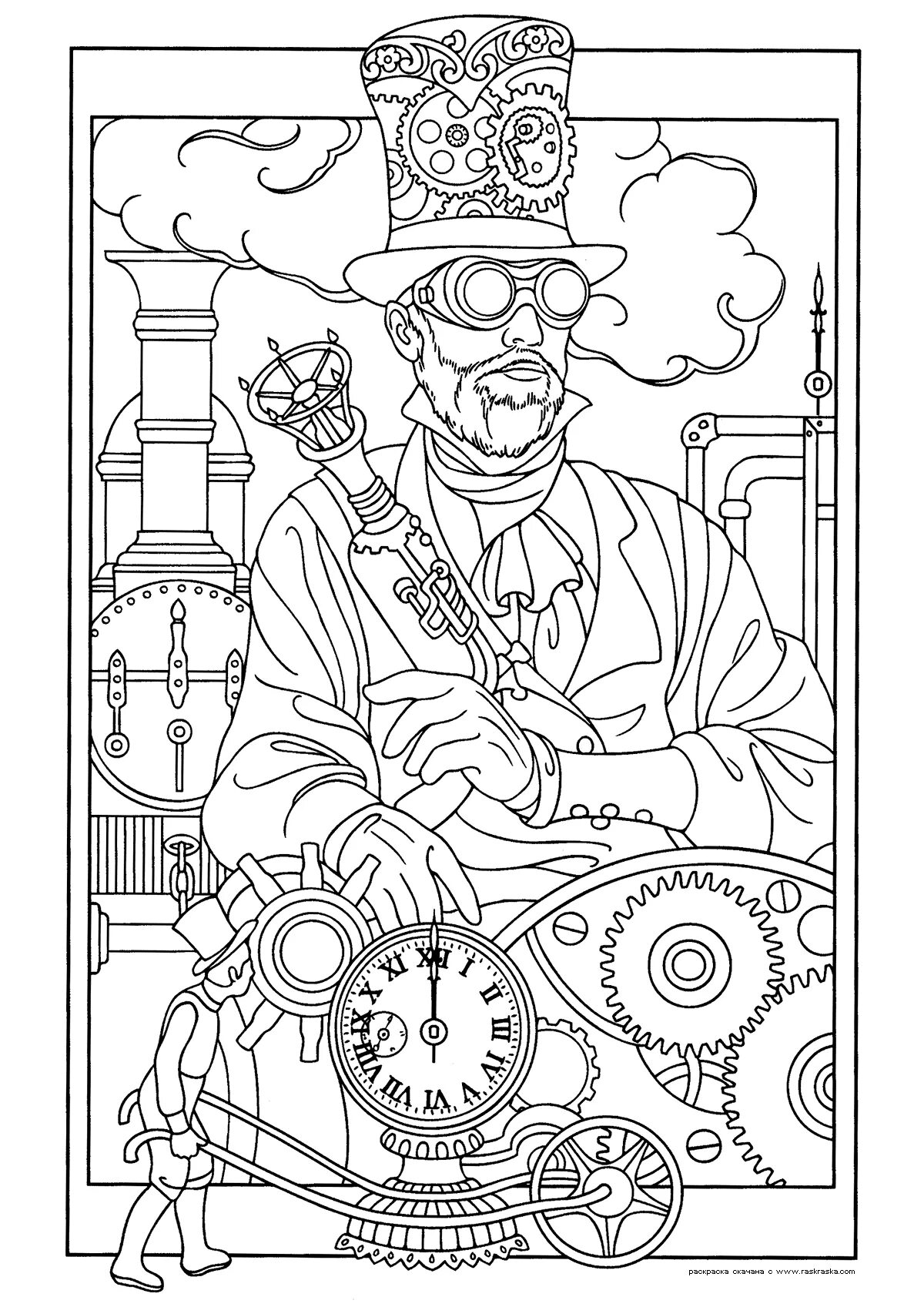 Irresistible steampunk coloring book