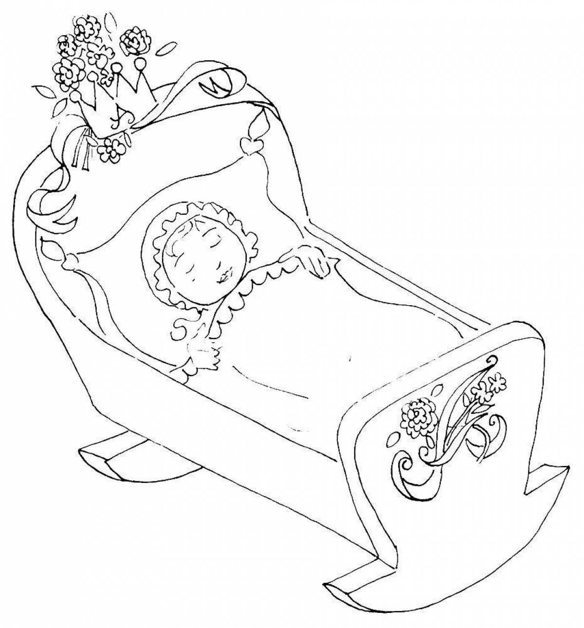 Playful crib coloring page
