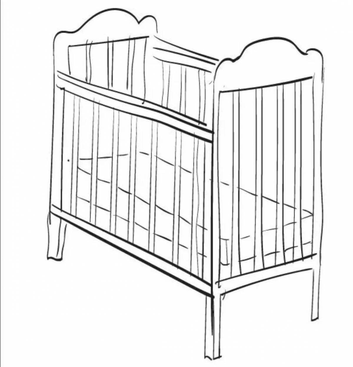 Coloring page of glowing baby bed