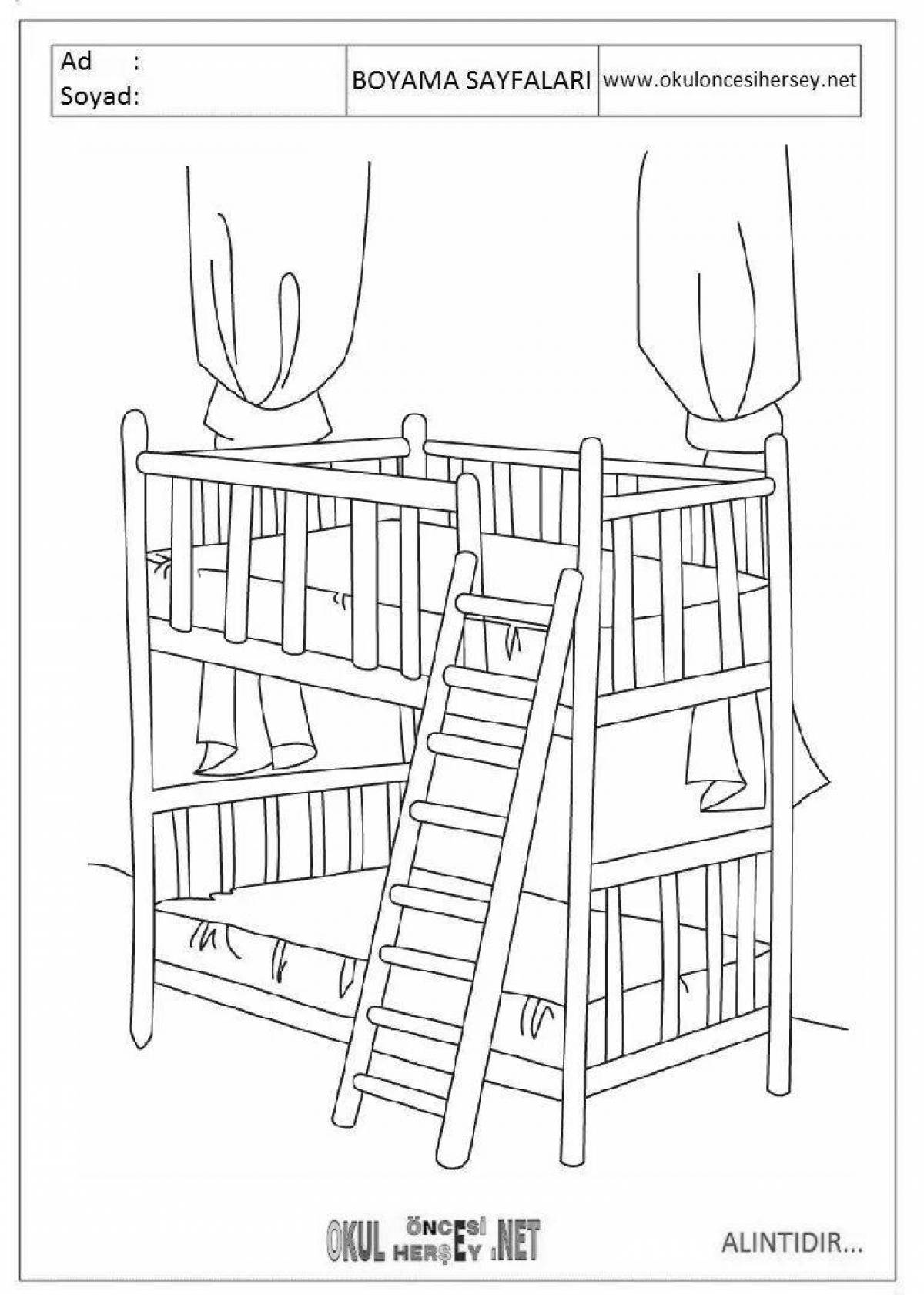Sunny bed coloring page