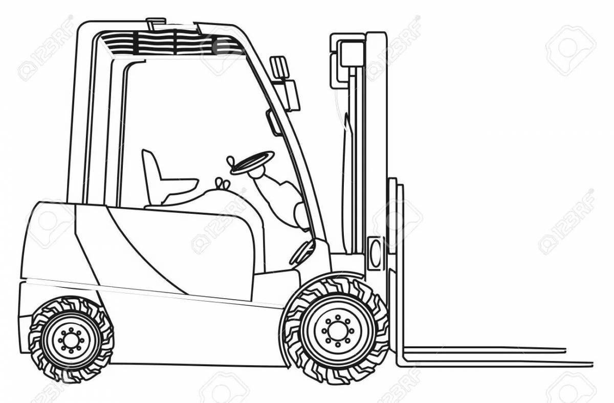 Colorful forklift coloring page
