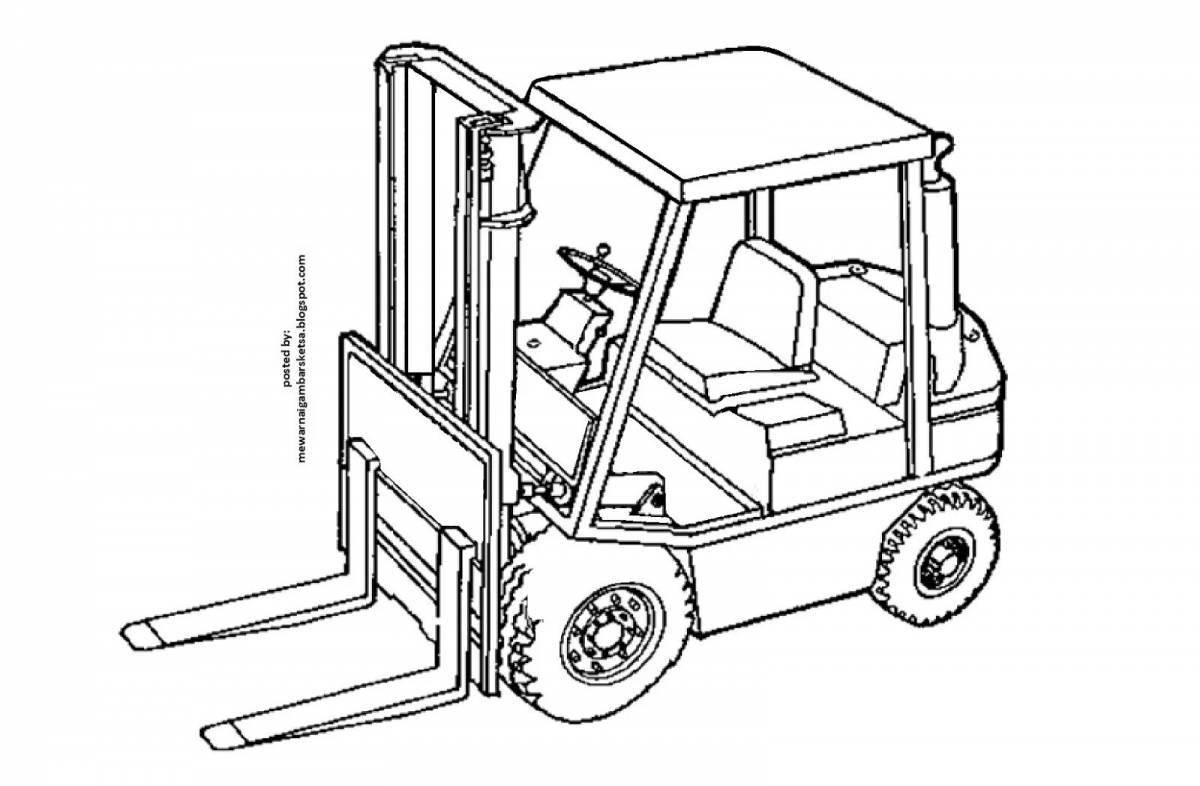Coloring page happy forklift