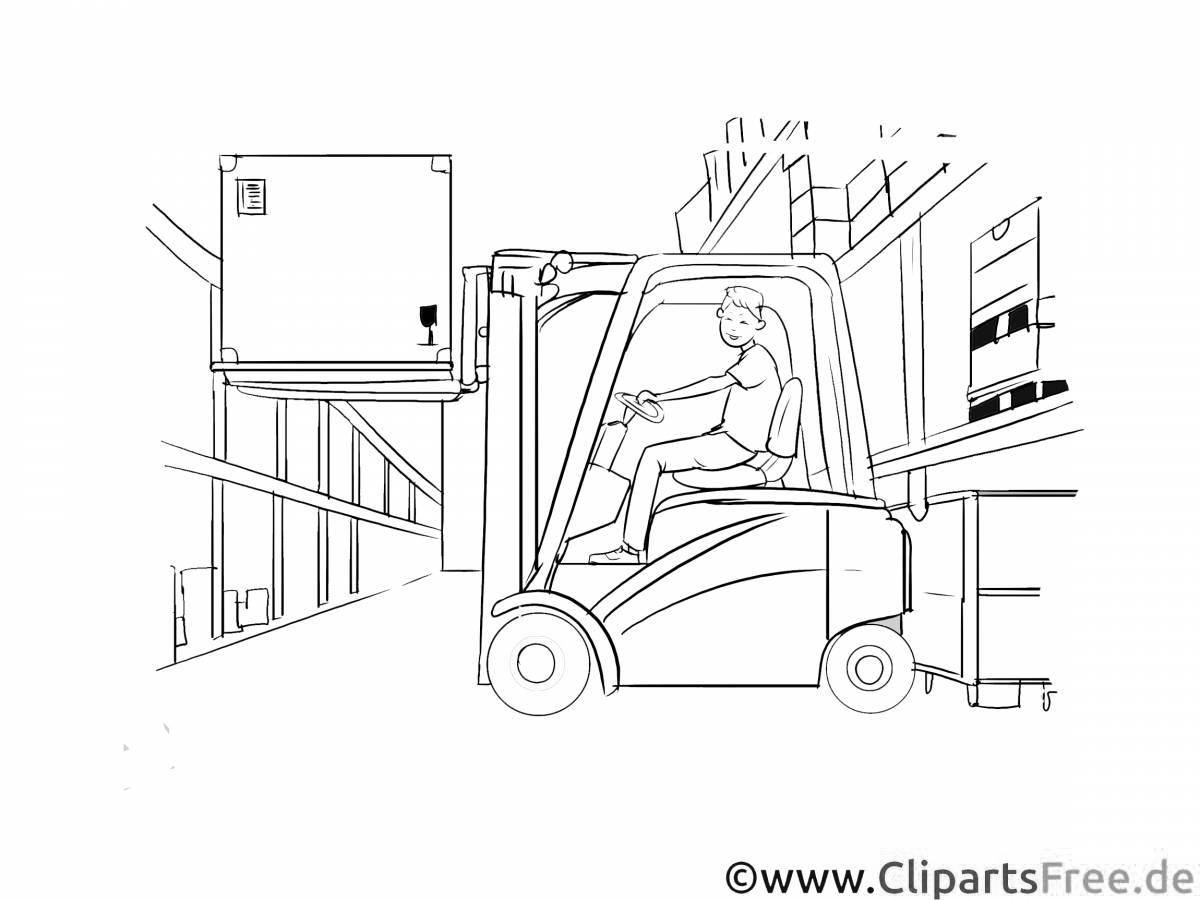 Playful forklift coloring page