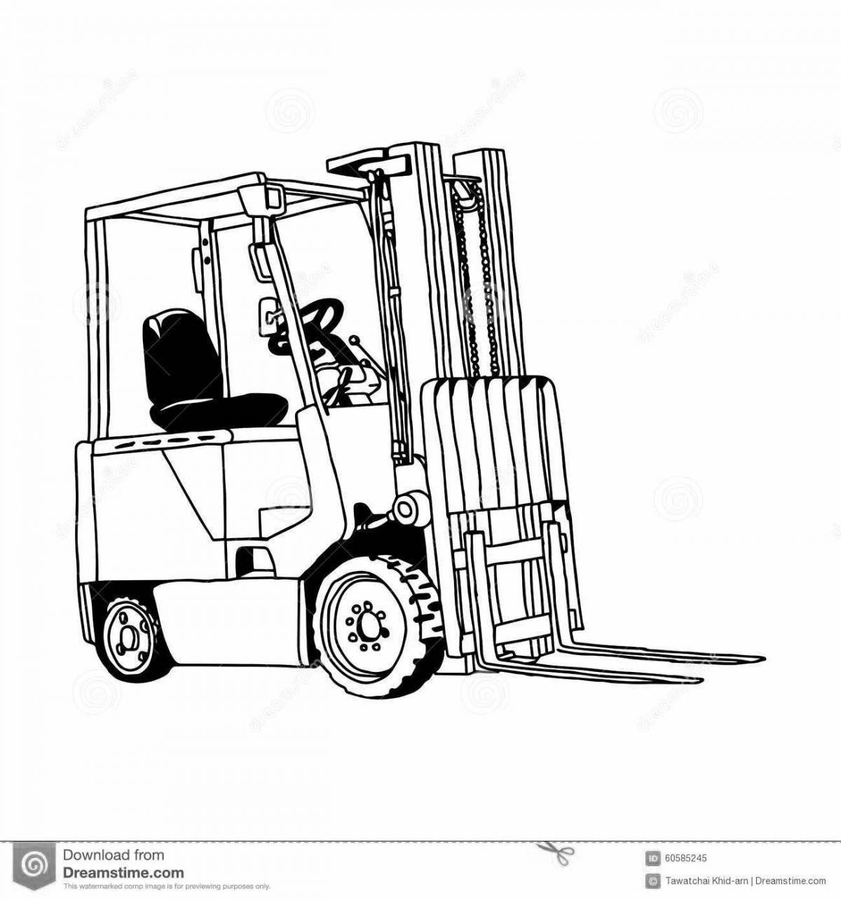 Interesting forklift coloring page