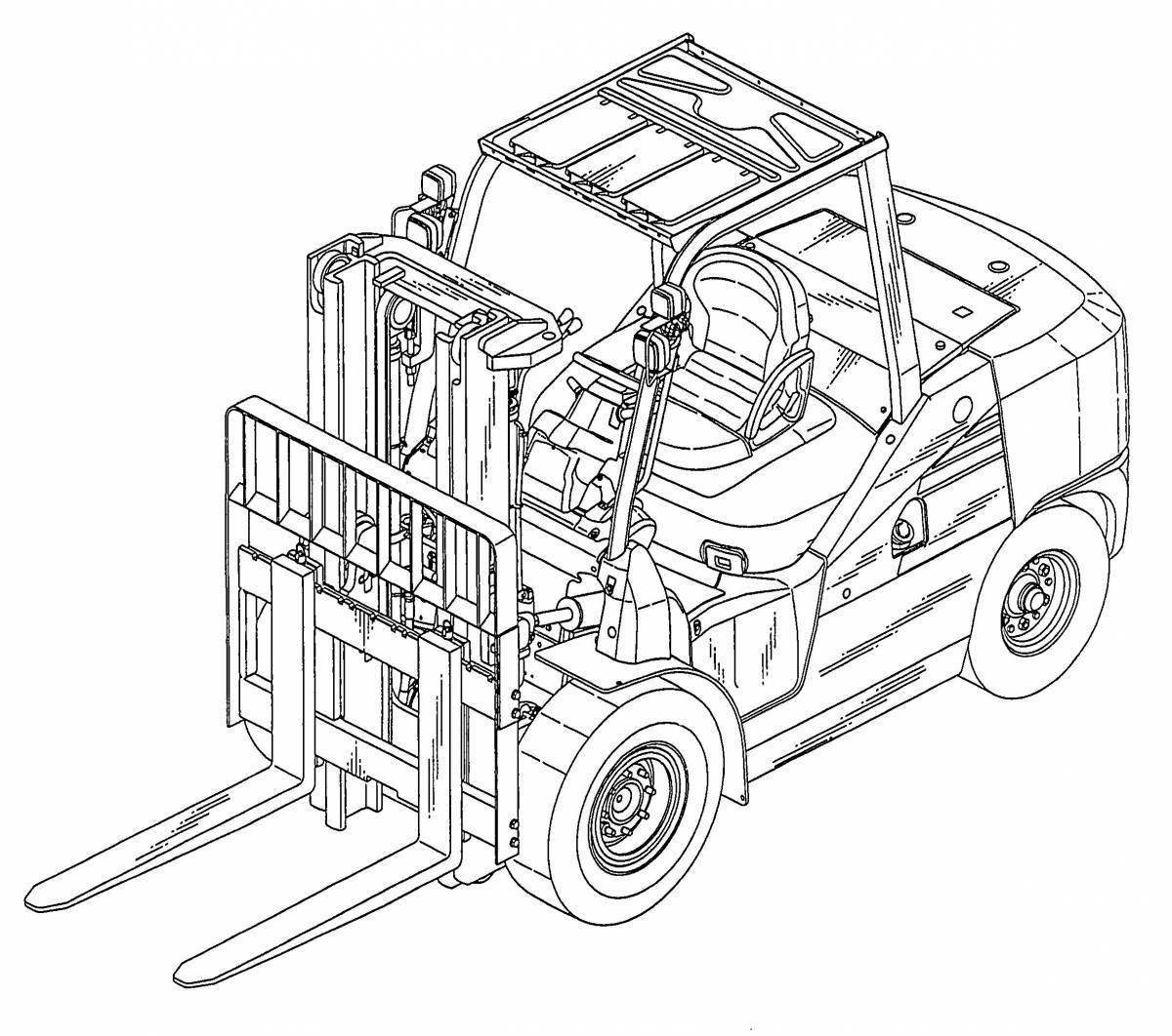 Coloring book cute forklift