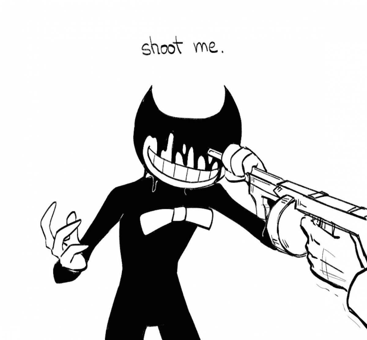 Horrifying bendy coloring page