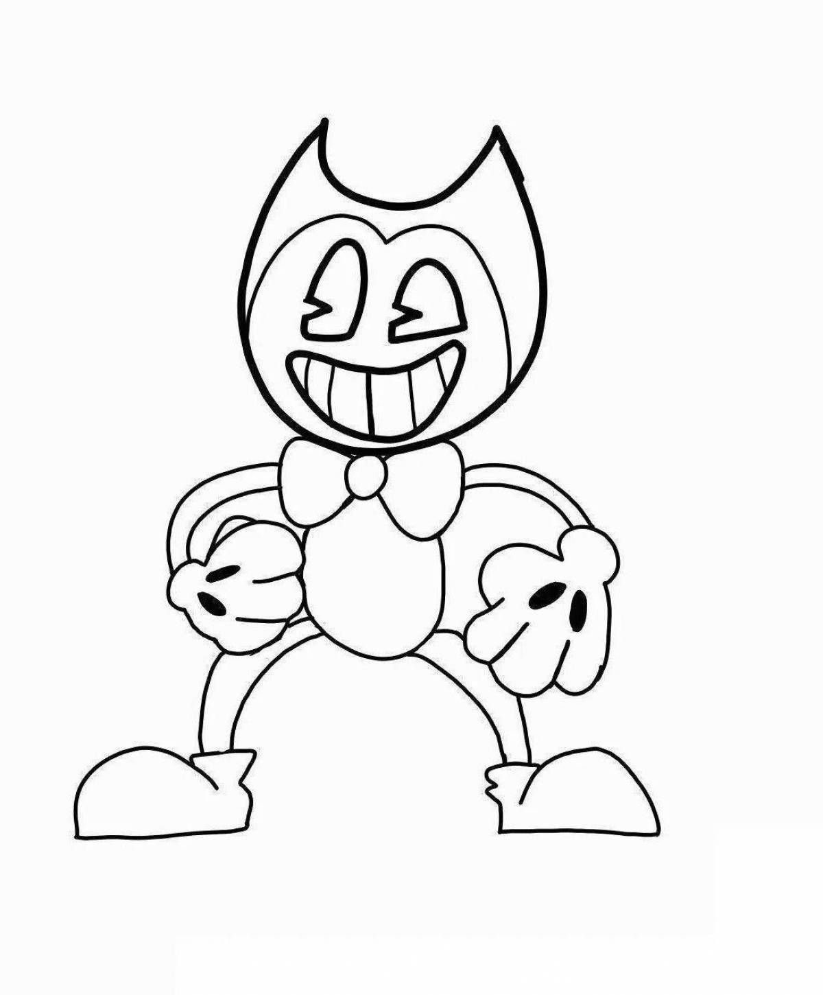 Chilling bendy coloring page