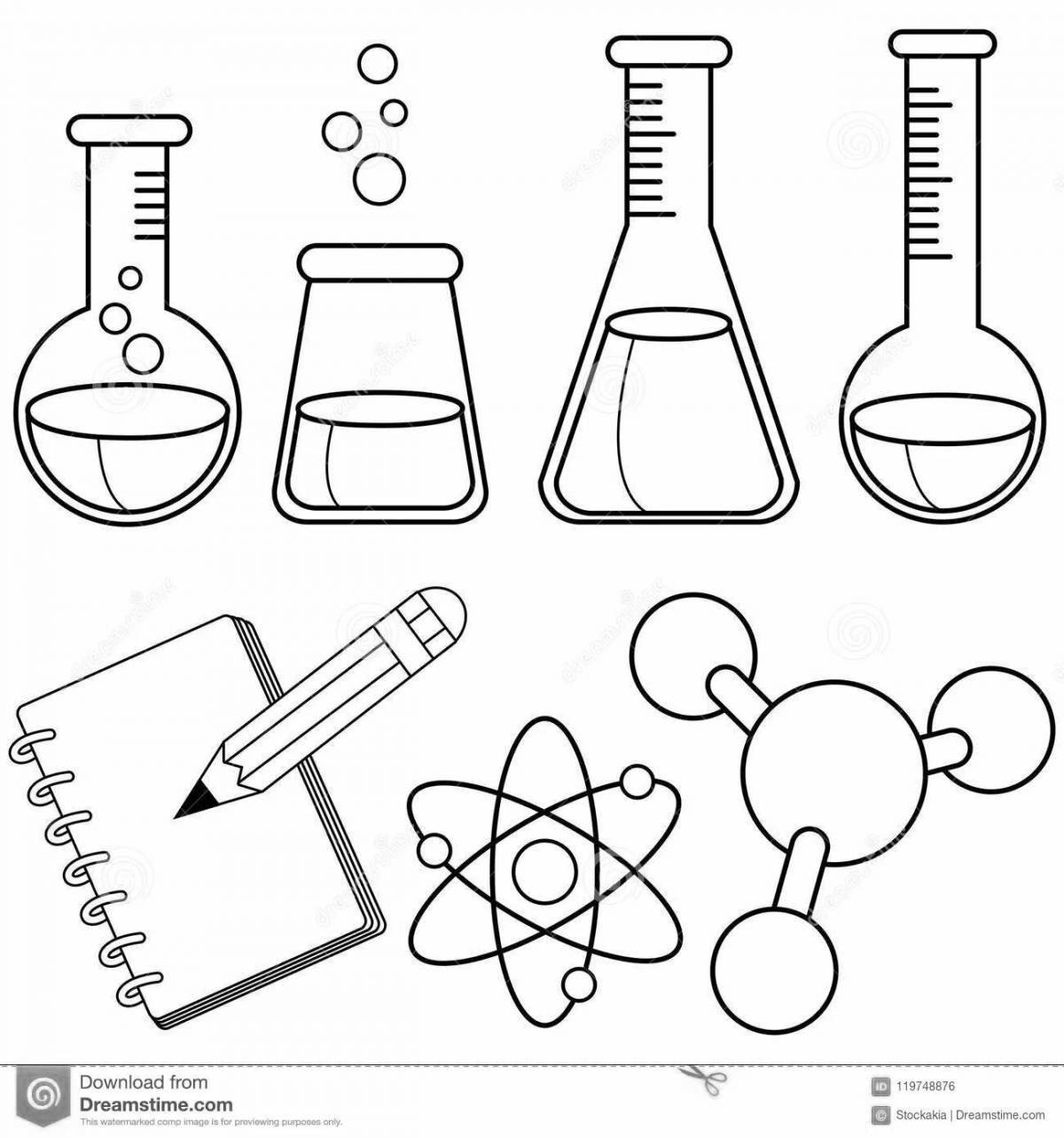Mystical chemistry lab coloring page