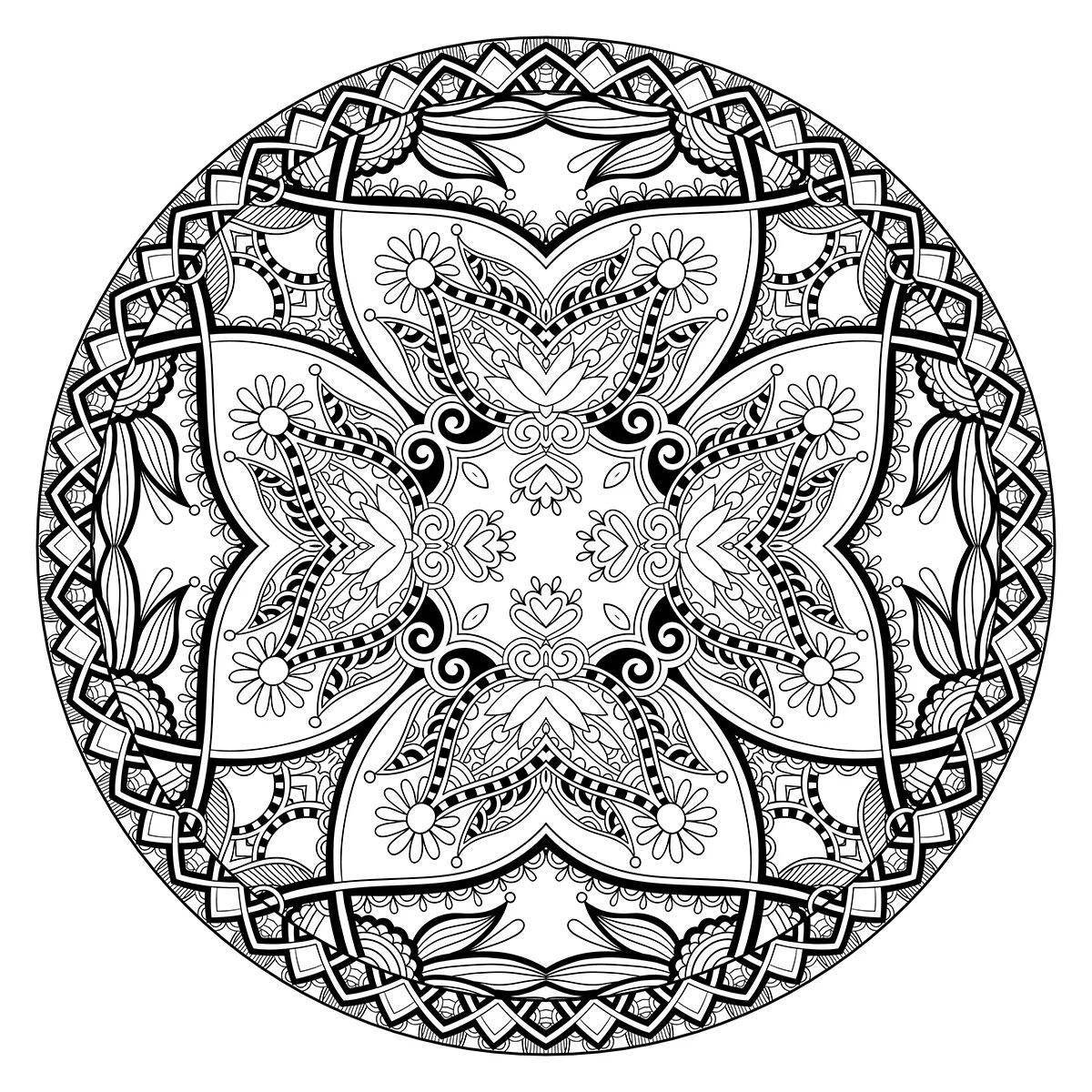 Dazzling coloring round mandala