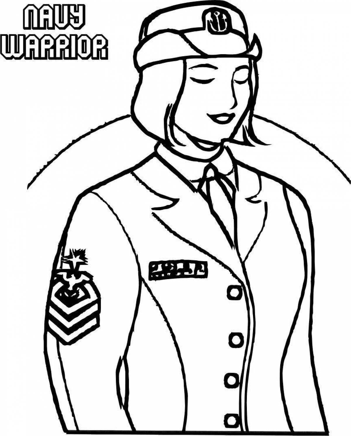 Great military uniform coloring page