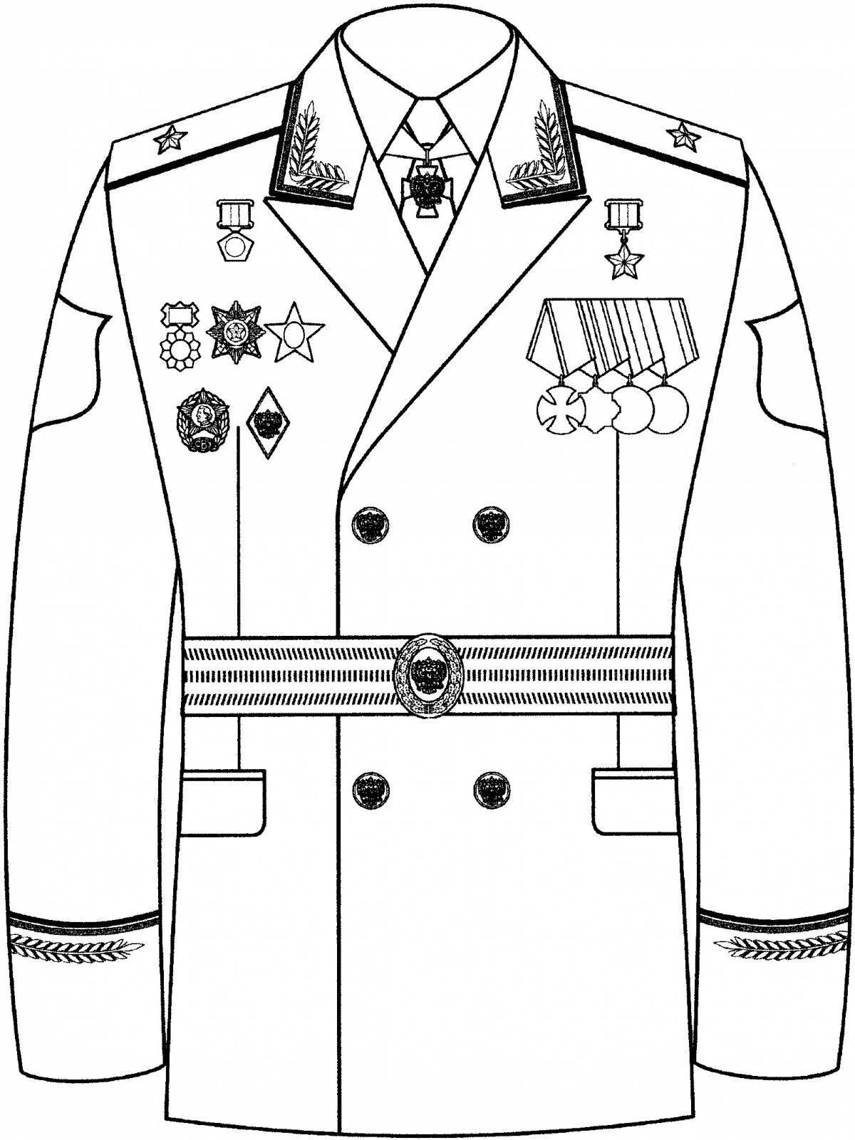 Coloring book shiny military uniform