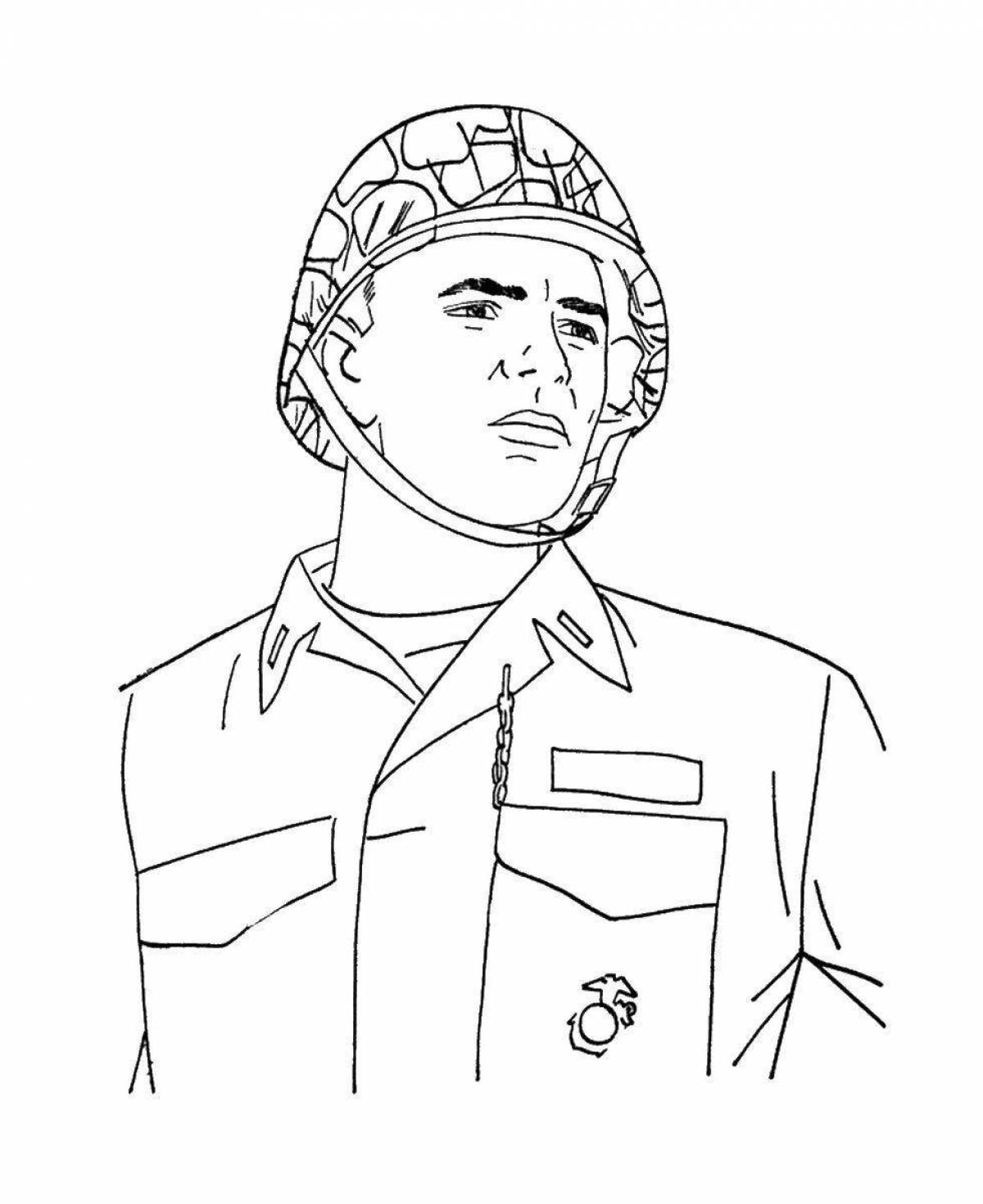 Impressive military uniform coloring page