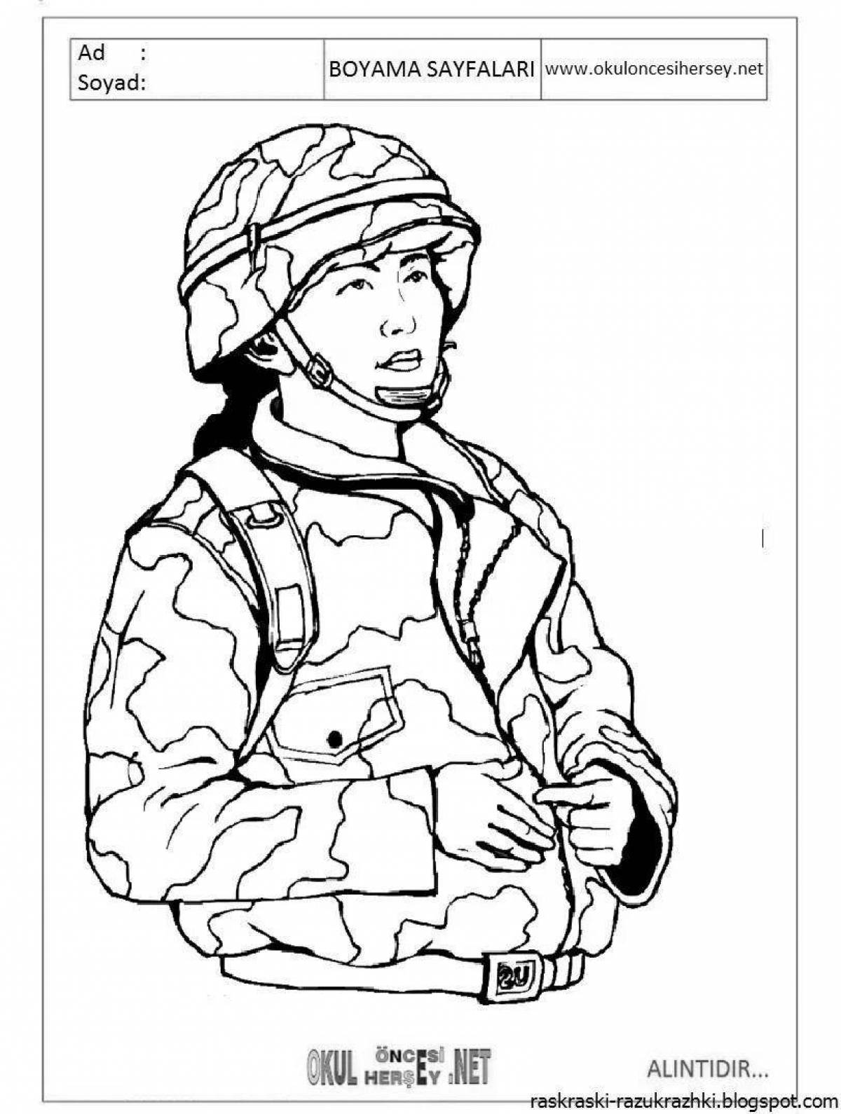 Exquisite military uniform coloring page