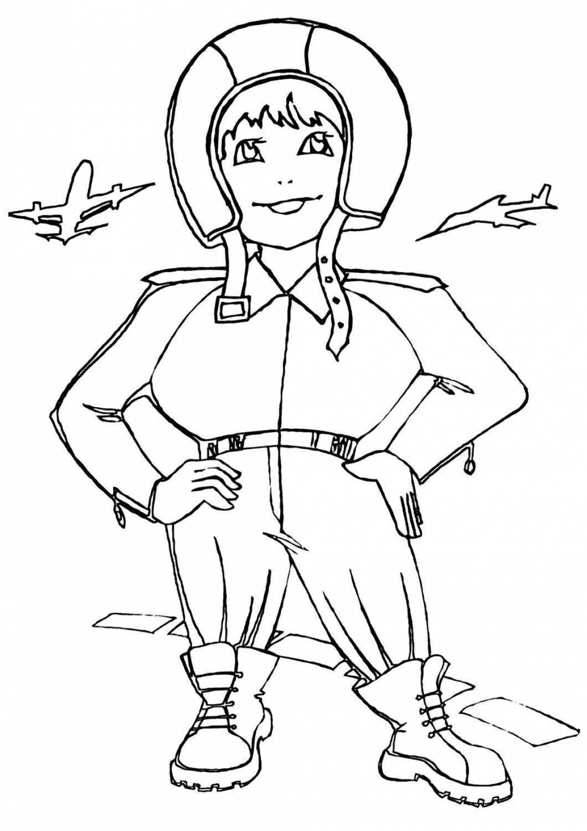 Coloring page unusual military uniform