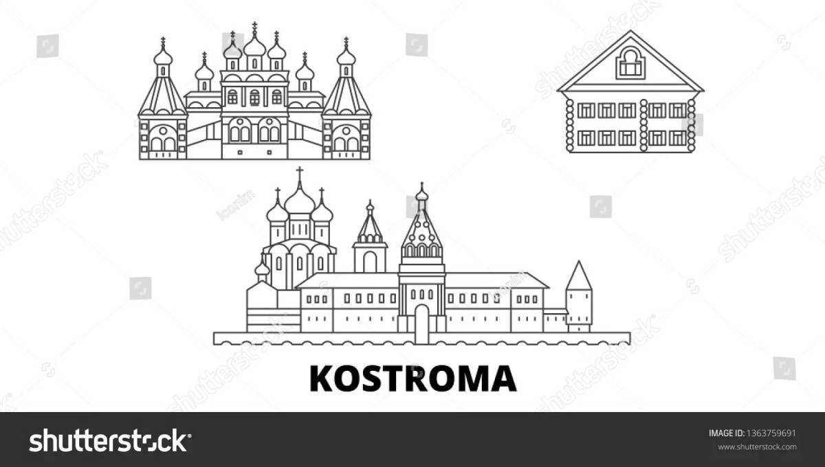 Ипатьевский монастырь Кострома рисунок вектор