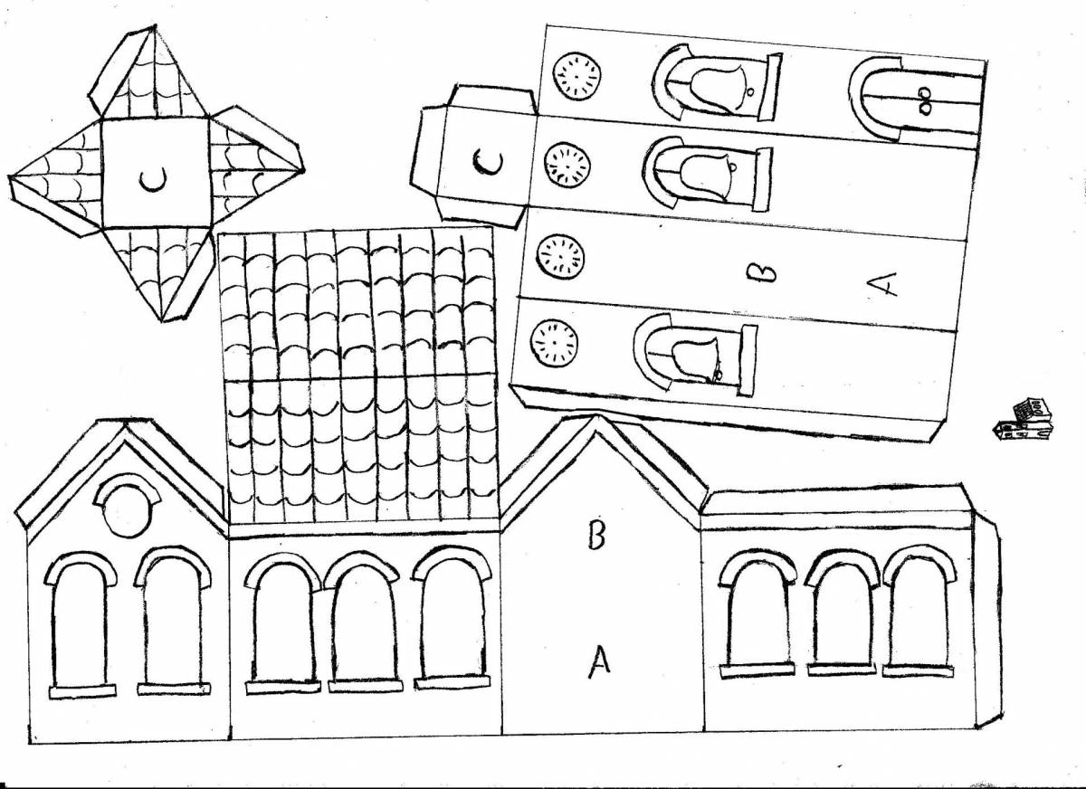 Бумагопластика дом схема