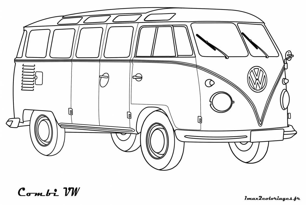 Colorful bus coloring page