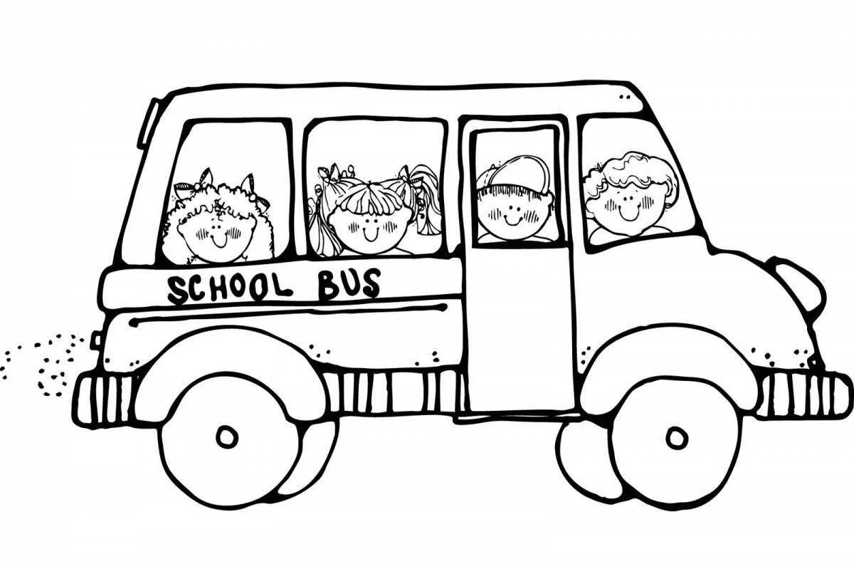 Playful bus coloring page