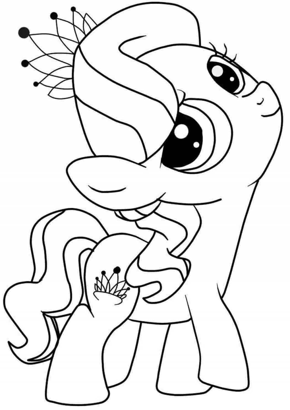Coloring page happy pony for kids