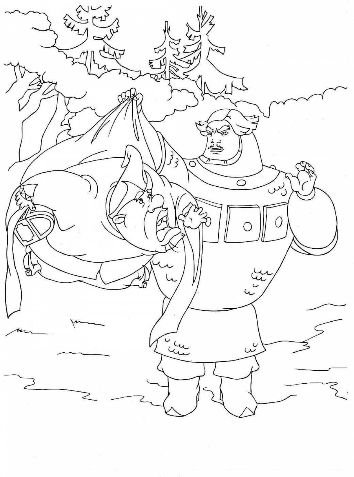 Coloring page the magnificent heroes of Vasnetsov