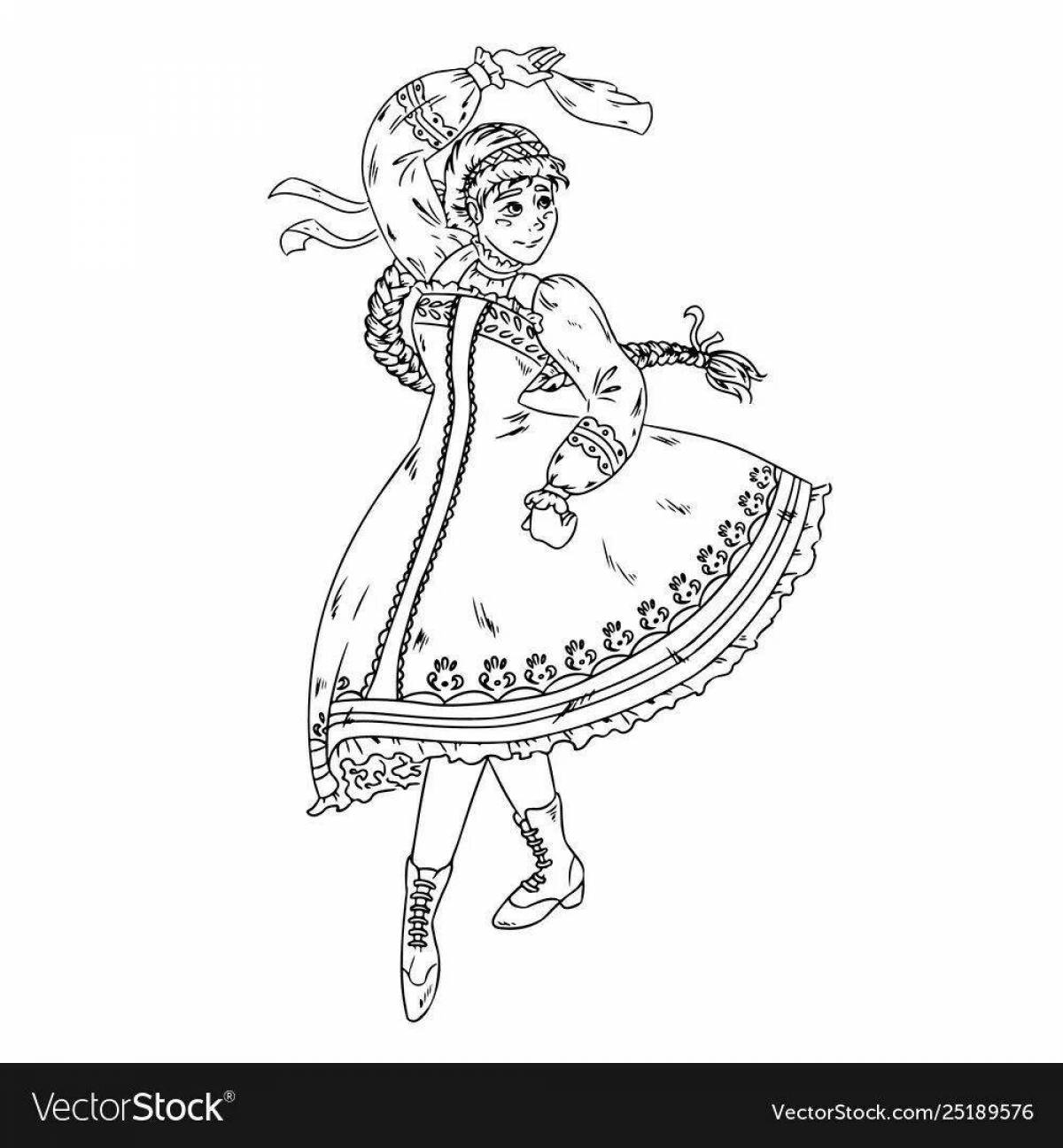 Coloring page playful folk dance