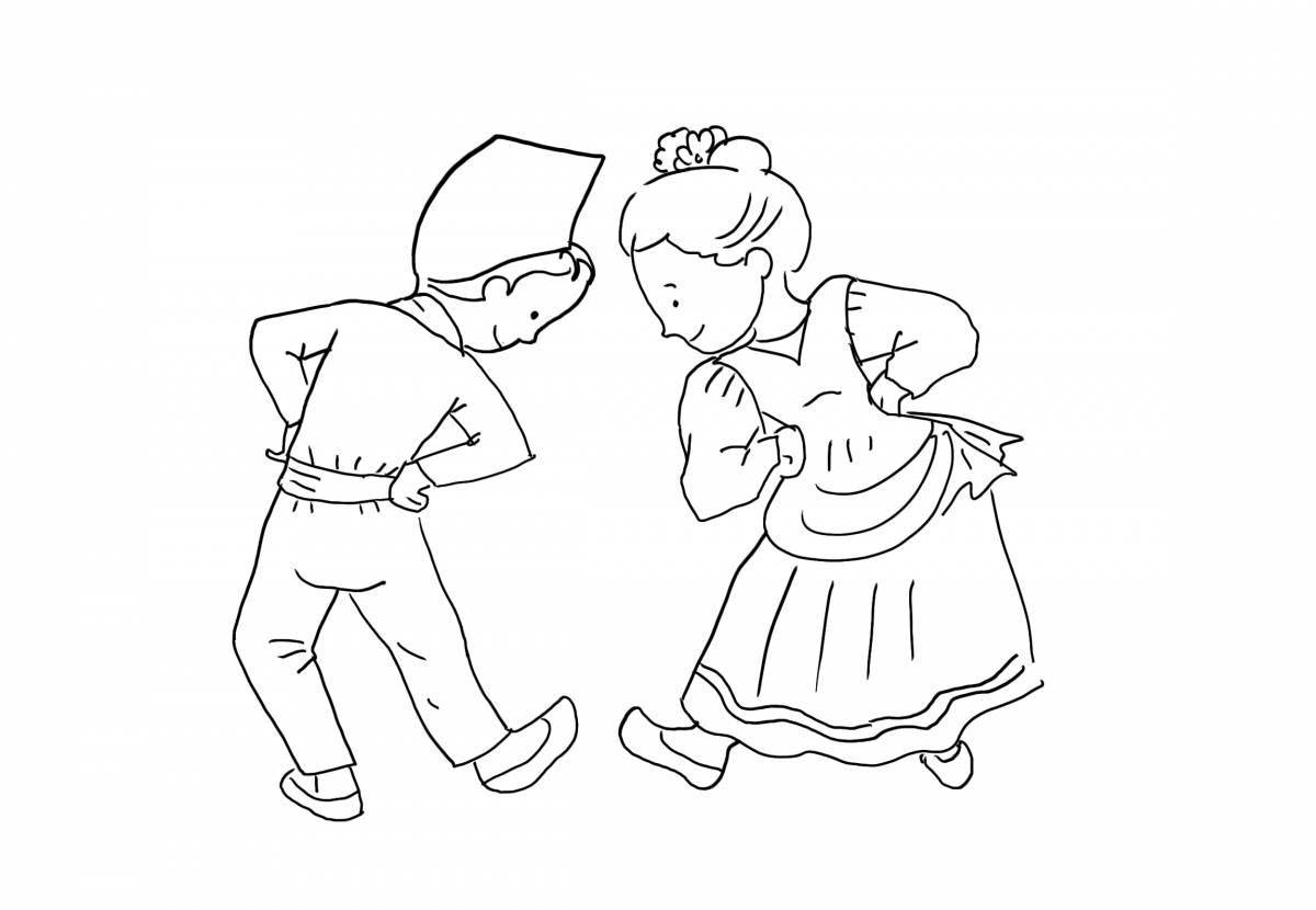 Colorful folk dance coloring book