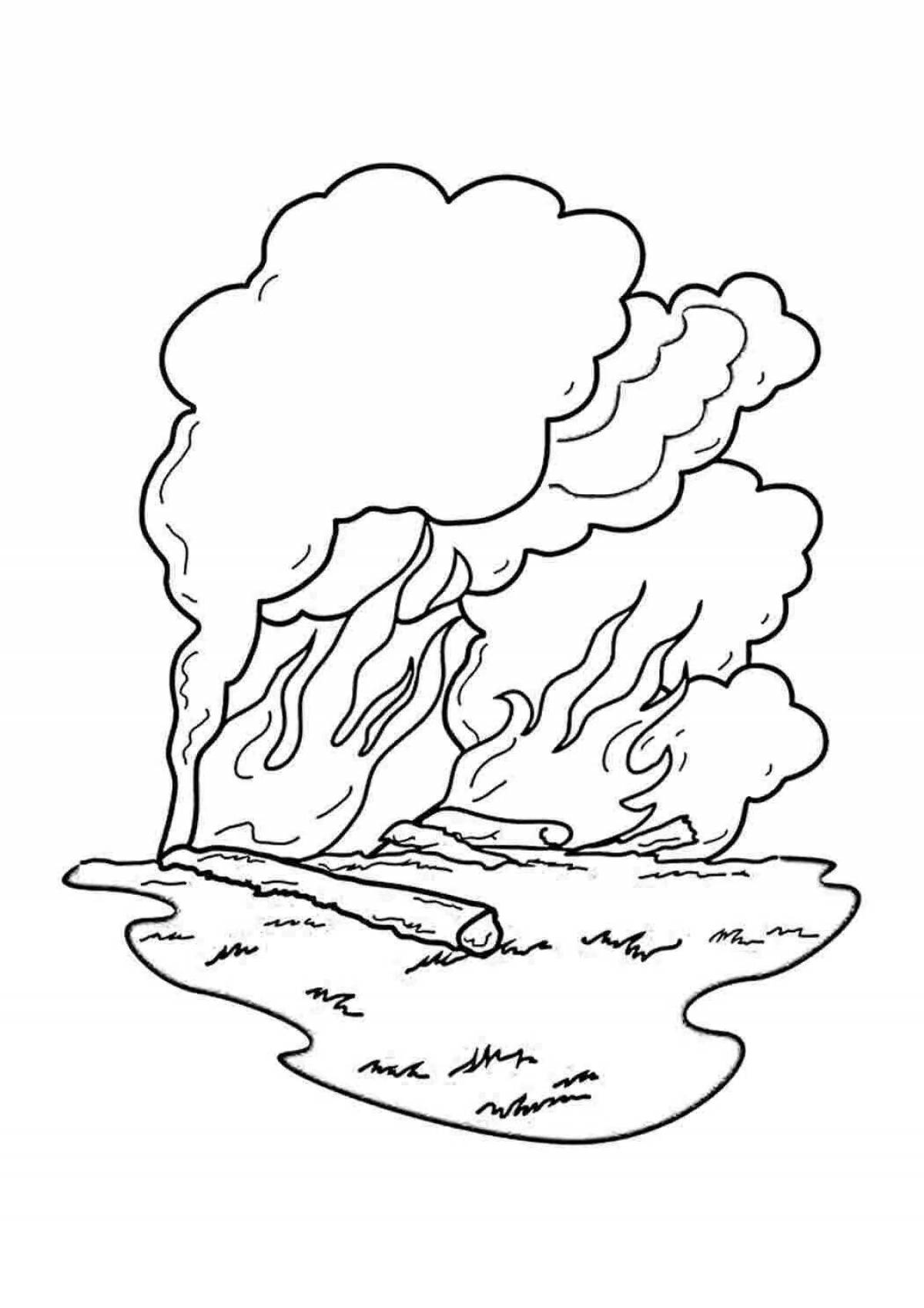 Photo Glittering forest fire coloring page